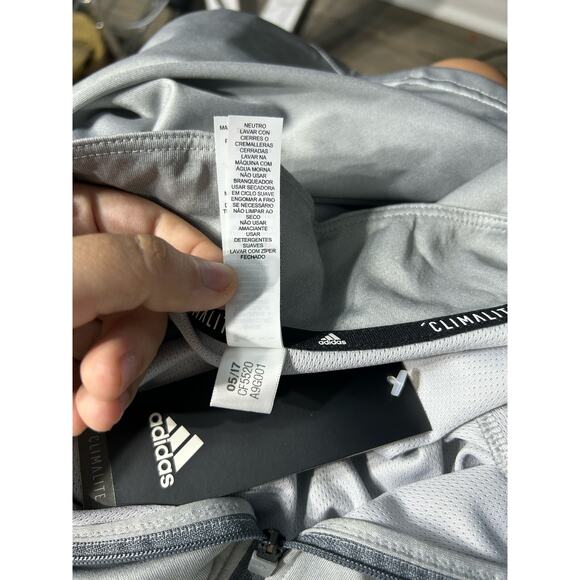 Adidas Quarter Zip Pullover 2XL Gray Climalite Athletic Workout Coach NWT - Picture 7 of 7